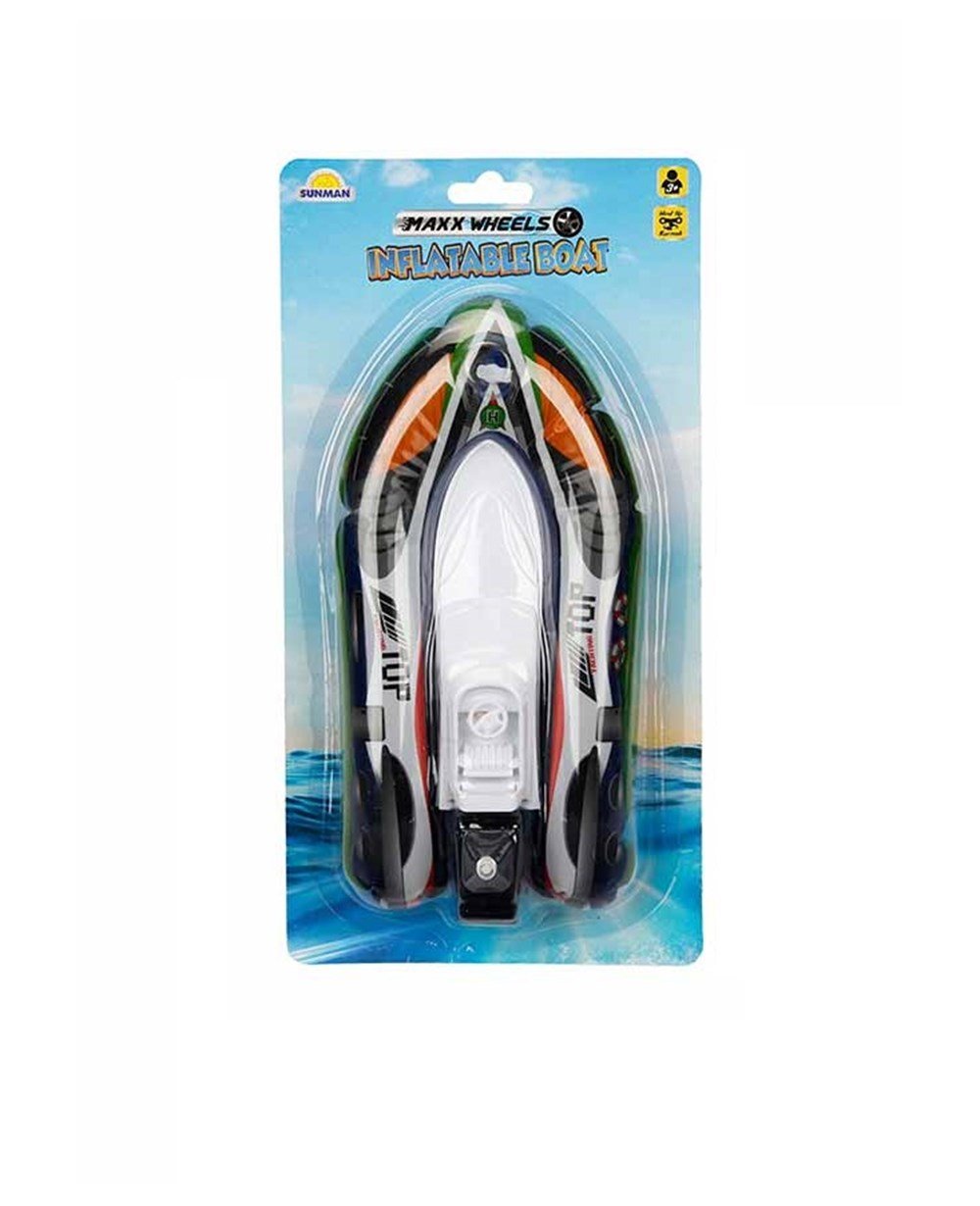 Çek-Bırak ve Sürmeli Arabalar, Sunman, Maxx Wheels Şişirilebilen Kurmalı Bot 26 cm. 25505 Yeşil