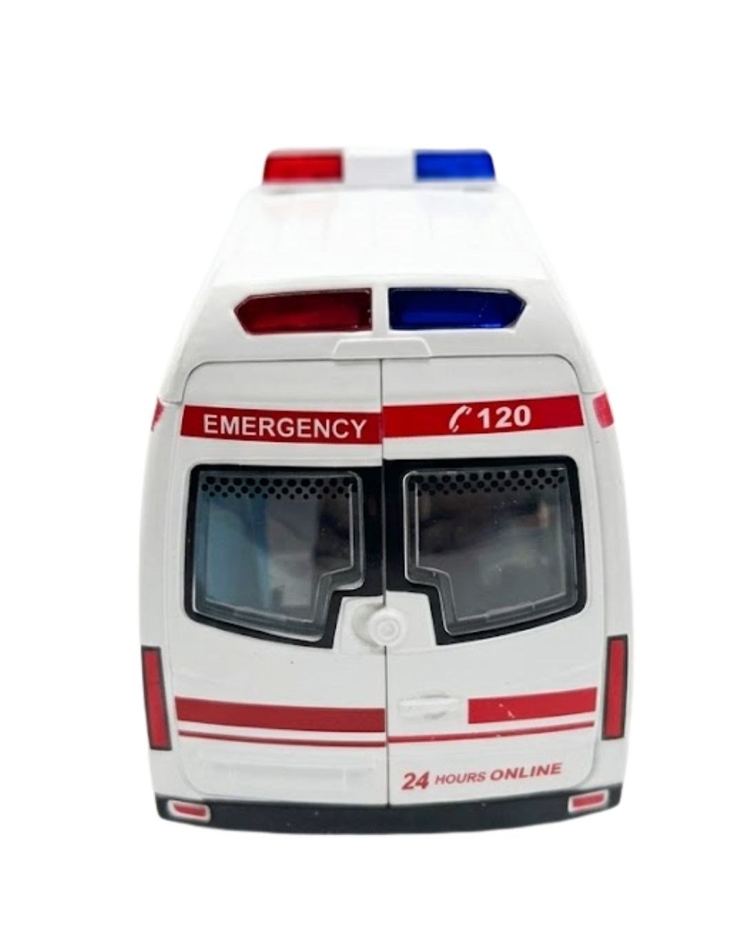 Çek-Bırak ve Sürmeli Arabalar, 4İ OYUNCAK, Sürmeli Sesli Işıklı Oyuncak Ambulans Kapıları Açılabilen Yan Kapı Sürgülü 15 cm 45203