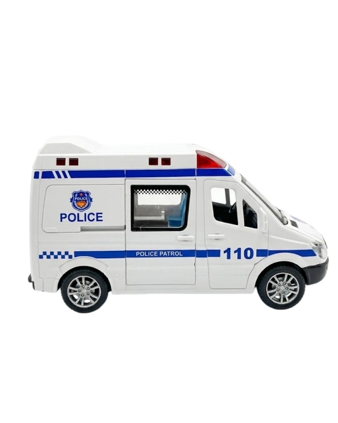 Çek-Bırak ve Sürmeli Arabalar, 4İ OYUNCAK, Sürmeli Sesli Işıklı Oyuncak Polis Aracı Kapıları Açılabilen Yan Kapı Sürgülü 15 cm 45203