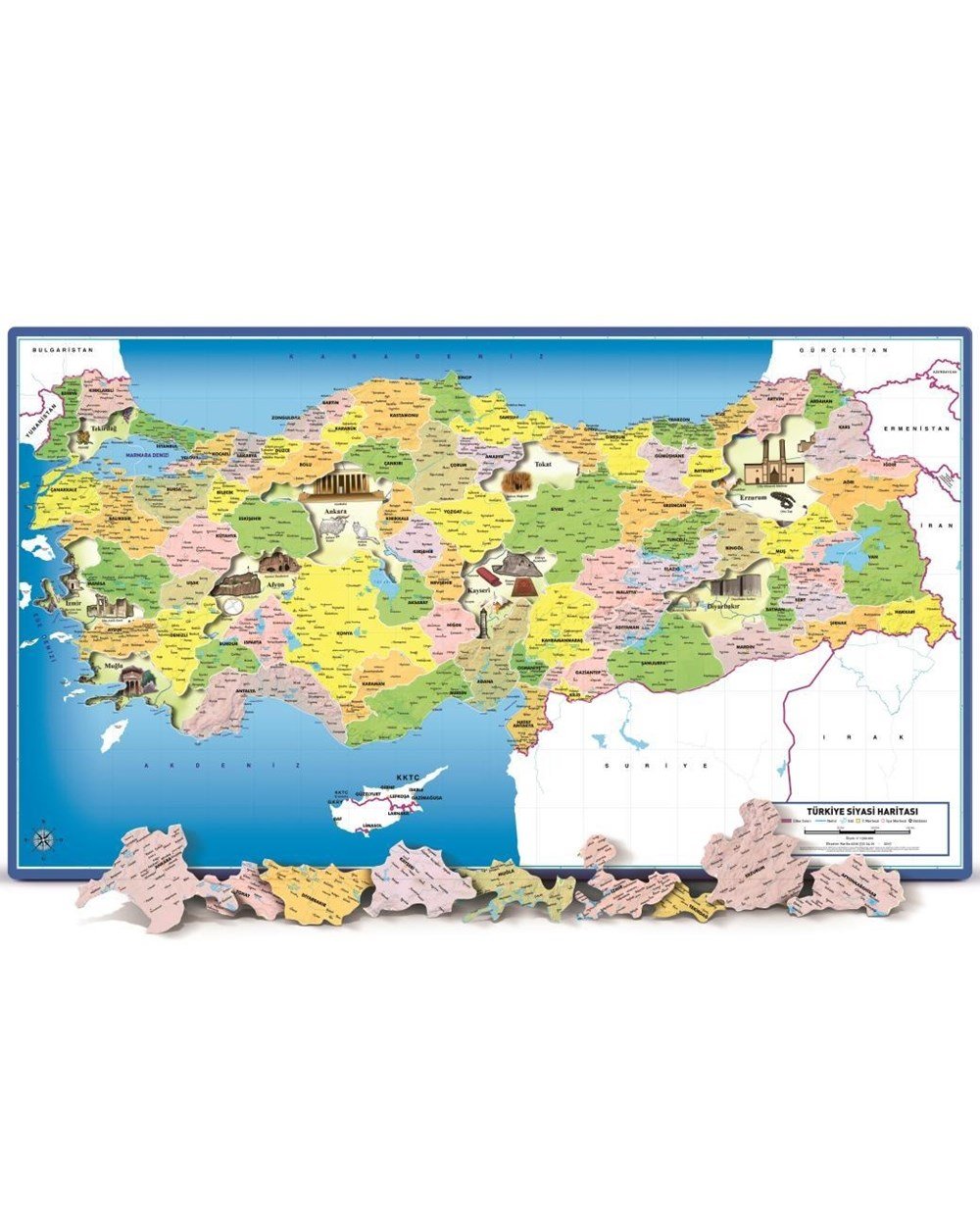 Çocuk Puzzle, ART PUZZLE, Art Çocuk Puzzle 81 Parça Türkiye Siyasi Haritası Frame Puzzle