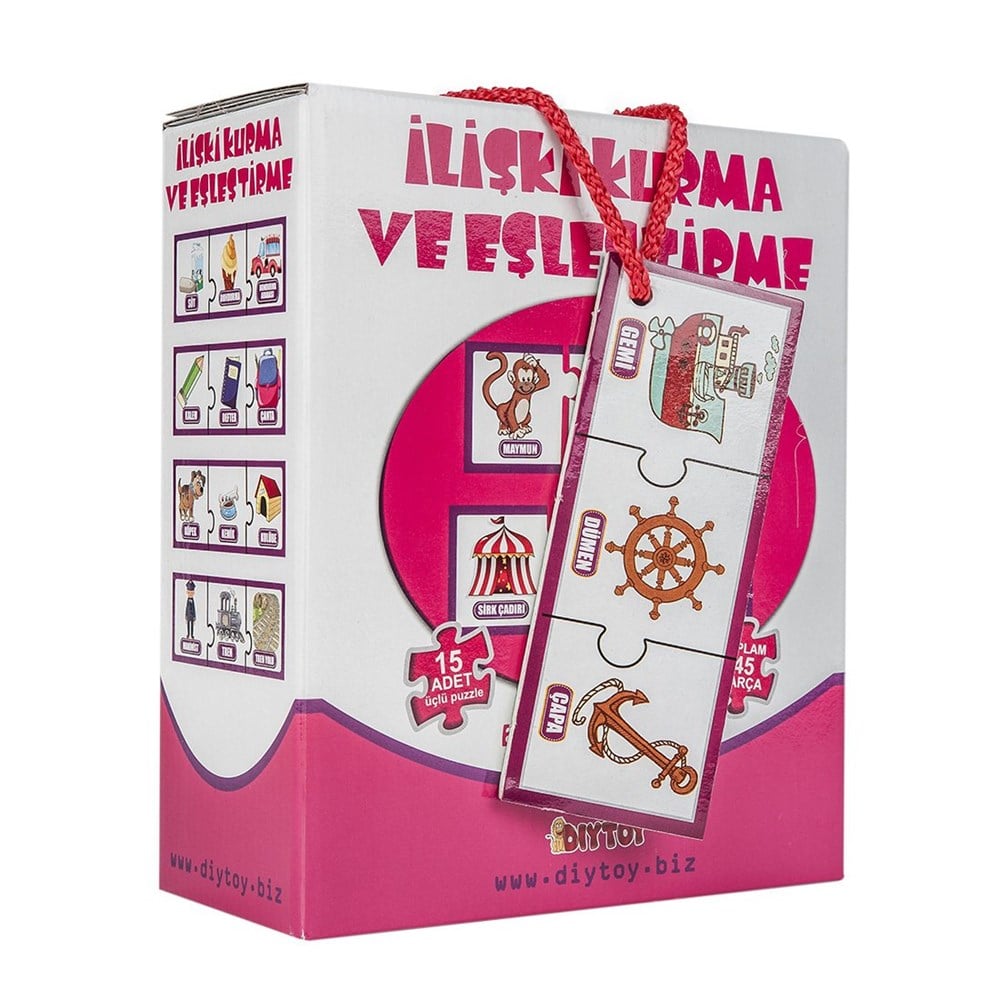 Çocuk Puzzle, Dıytoy, Dıytoy 3'lü İlişki Kurma ve Eşleştirme Oyunu 45 Parça Çocuk Puzzle