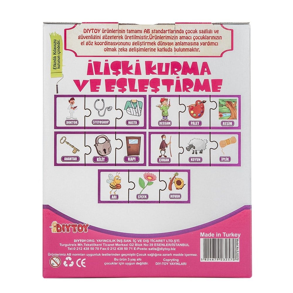 Çocuk Puzzle, Dıytoy, Dıytoy 3'lü İlişki Kurma ve Eşleştirme Oyunu 45 Parça Çocuk Puzzle