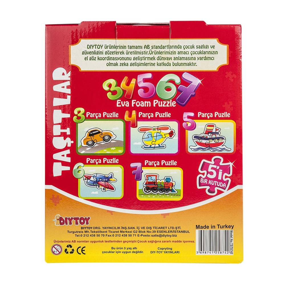 Çocuk Puzzle, Dıytoy, Dıytoy Adım Adım Eva Puzzle - Taşıtlar