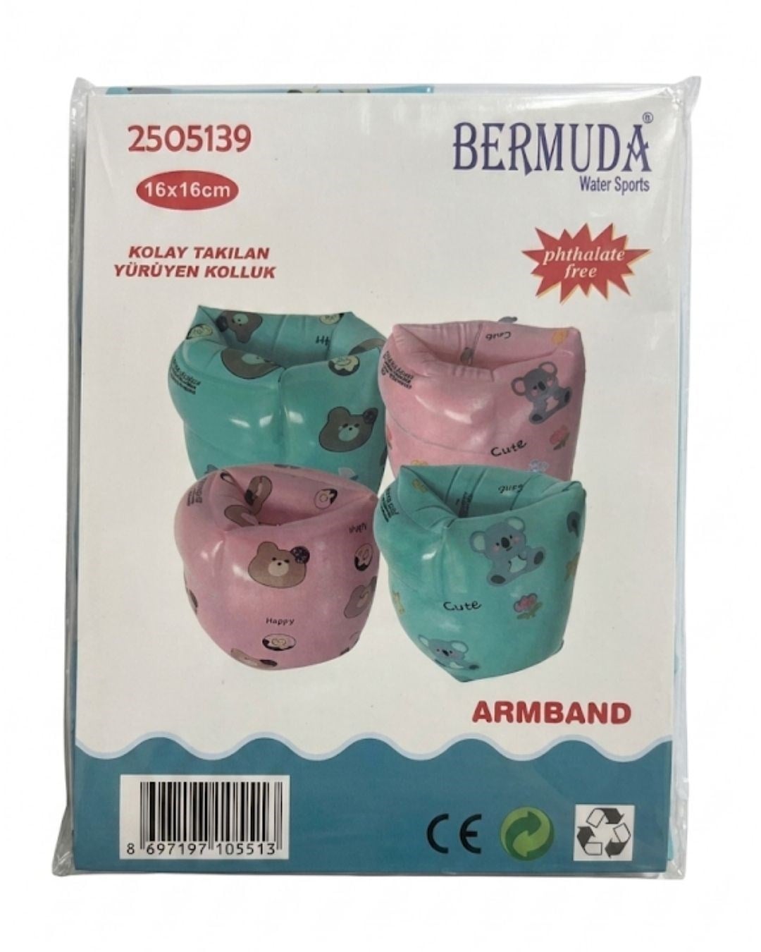 Deniz ve Havuz Ürünleri, OSMAN KIZILKAYA, Bermuda 16x16 Yürüyen Ayı ve Koala Desenli Kolluk 2505139 Pembe