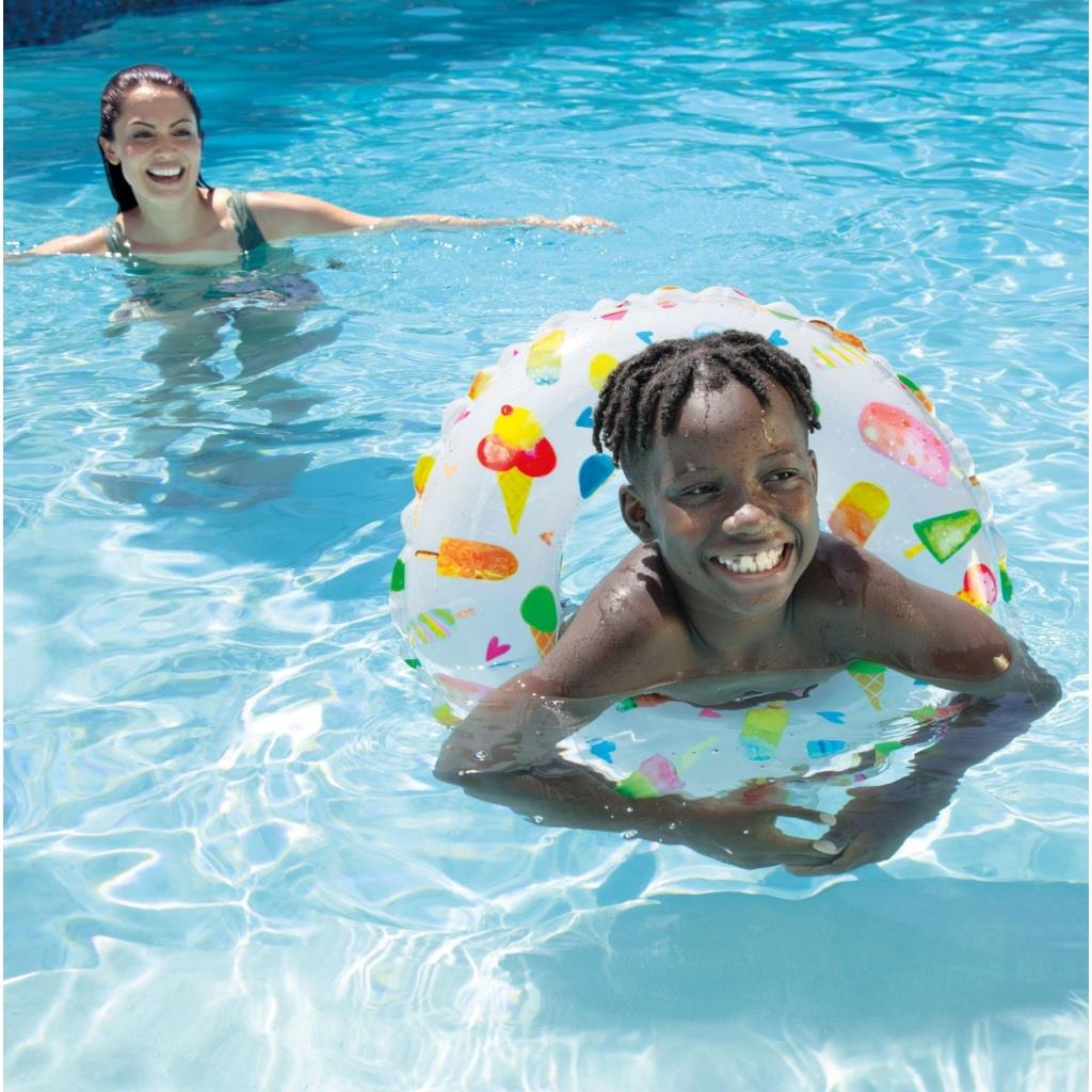 Deniz ve Havuz Ürünleri, intex, Intex Baskılı Simit 61 cm 6-10 Yaş 52418 Dondurma Desenli