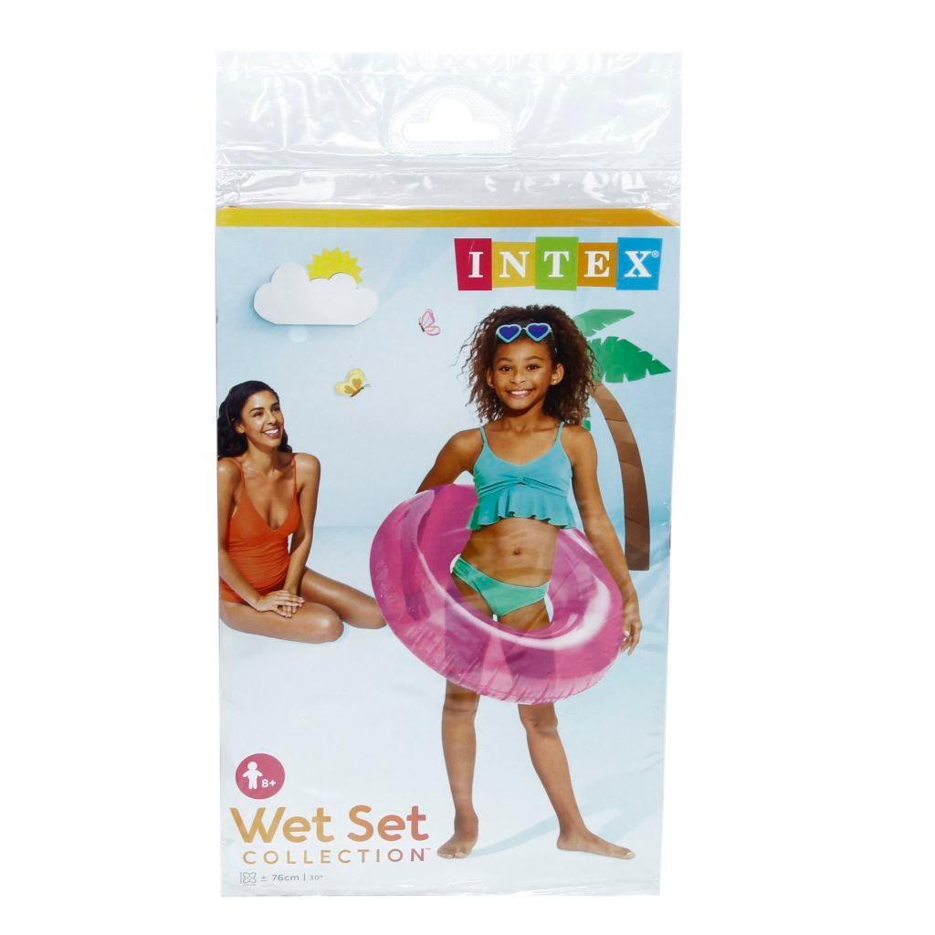 Deniz ve Havuz Ürünleri, intex, Intex Şeffaf Renkli Simit 76 cm 8+ Yaş 52609 Pembe