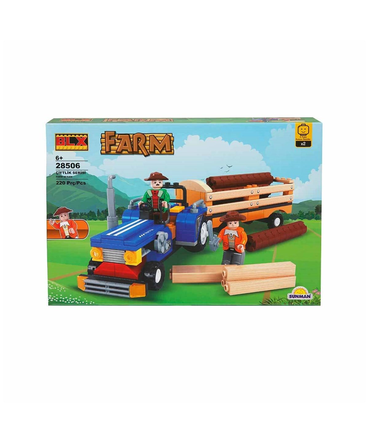 Diğer Lego Setleri, Sunman, BLX 28506 Farm Römorklu Traktör 220 Parça Lego Seti