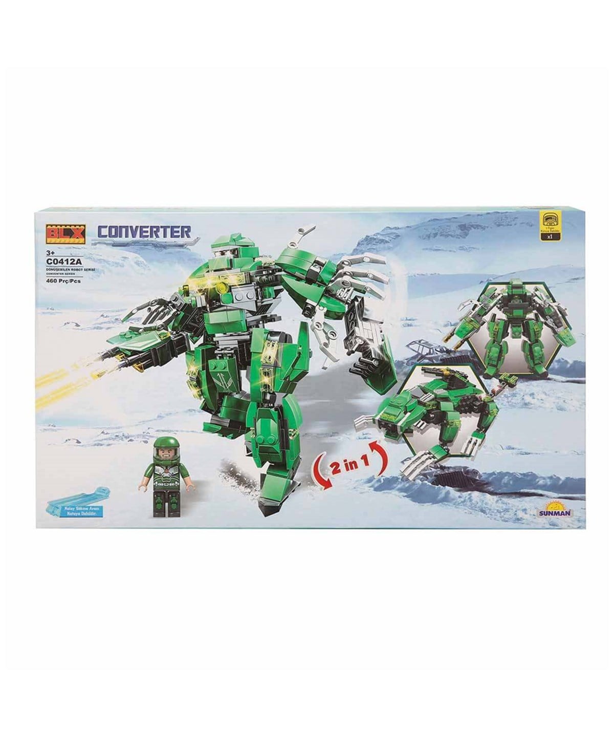 Diğer Lego Setleri, Sunman, BLX Converter Dönüşebilen Robot 2 in 1 Serisi 460 Parça Lego Seti C0412A