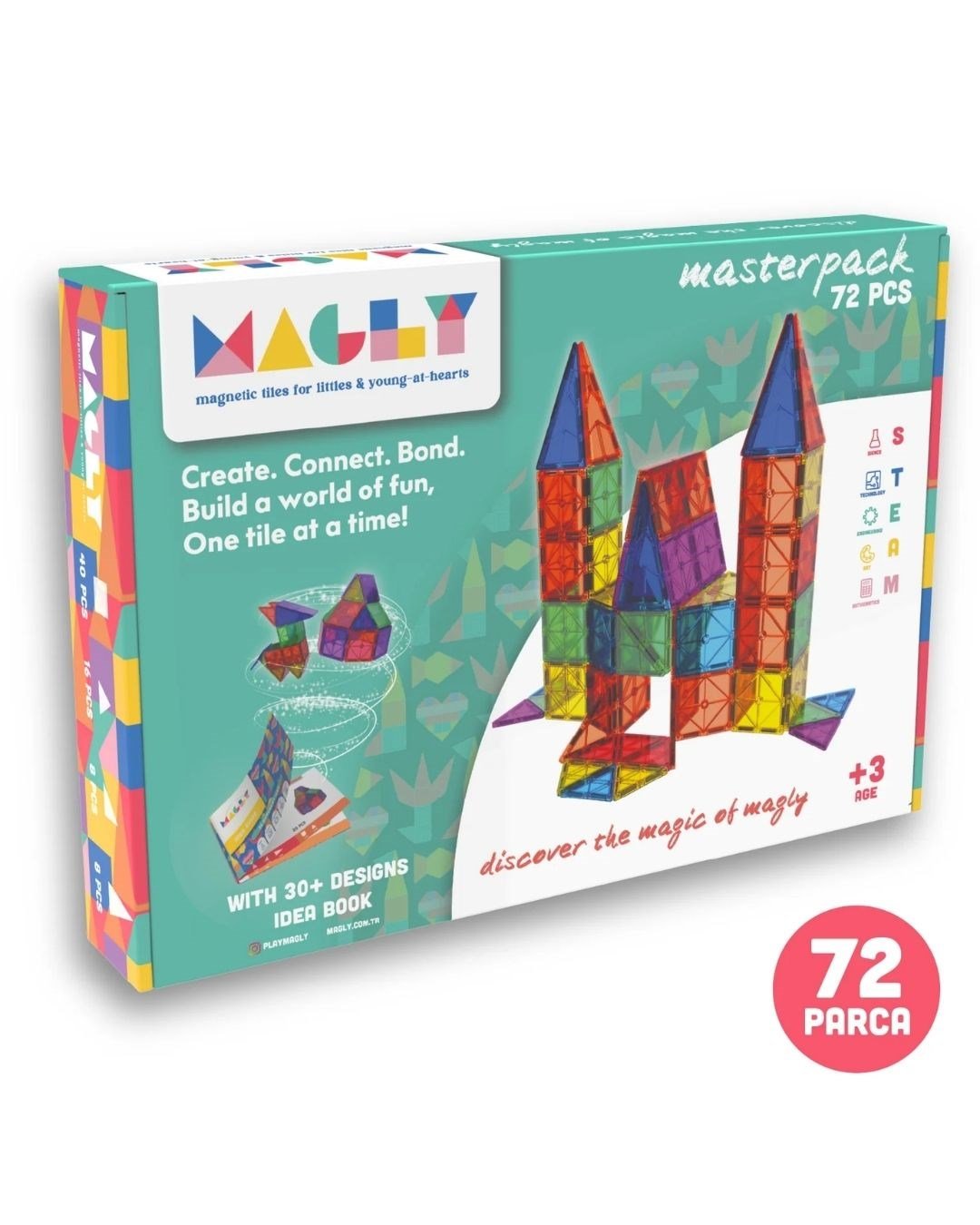 Diğer Lego Setleri, DOSTOYS, Magly Manyetik Yapı Blokları - 72 Parça