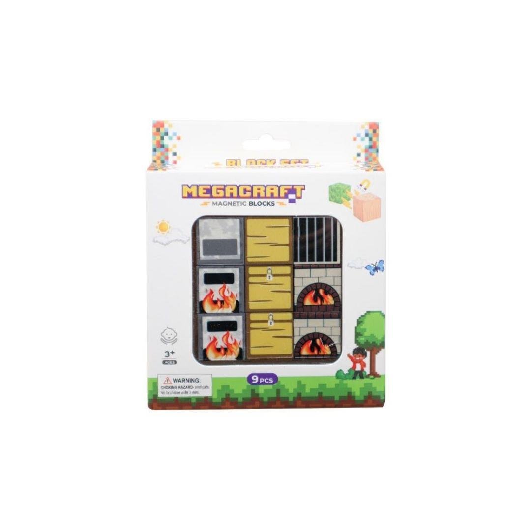 Diğer Lego Setleri, MEGA OYUNCAK, Megacraft Manyetik Bloklar 9 Parça Dandık-Ocak Desenli