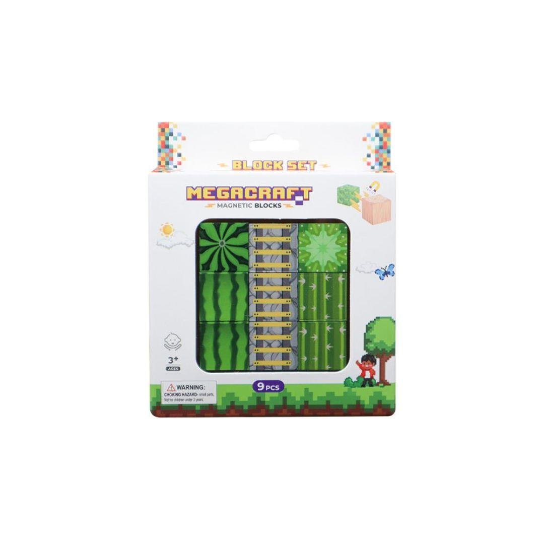 Diğer Lego Setleri, MEGA OYUNCAK, Megacraft Manyetik Bloklar 9 Parça Karpuz Merdiven Kaktüs Desenli