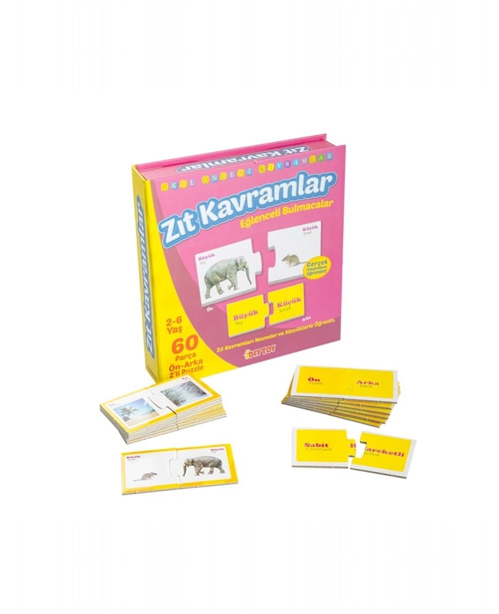 Eğitici Bebek Oyuncakları, Dıytoy, Dıytoy Eğlenceli Bulmacalar Zıt Kavramlar Ön Arka İkili Puzzle