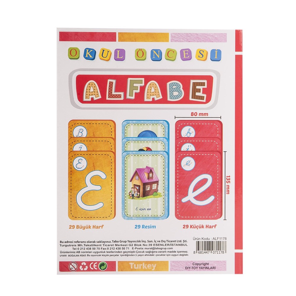 Eğitici Bebek Oyuncakları, Dıytoy, Diytoy Flash Cards Okul Öncesi Alfabe 1178