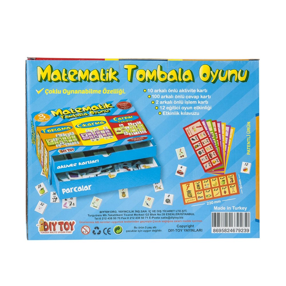Eğitici Bebek Oyuncakları, Dıytoy, DiyToy Matematik Tombala Etkinlik Oyunu