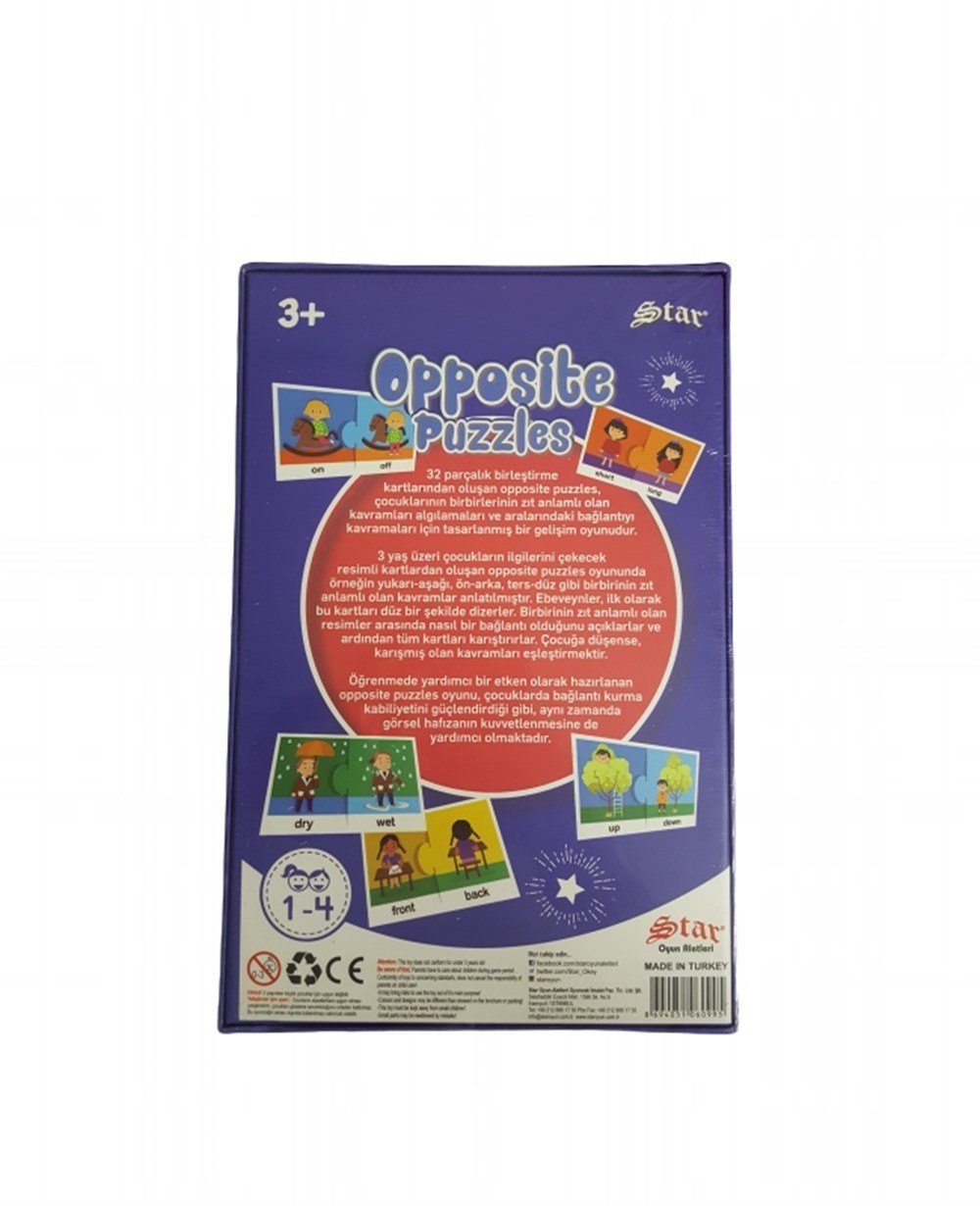 Eğitici Bebek Oyuncakları, Star Oyun, Okul Öncesi Opposite Puzzle Zıt Kavramalar