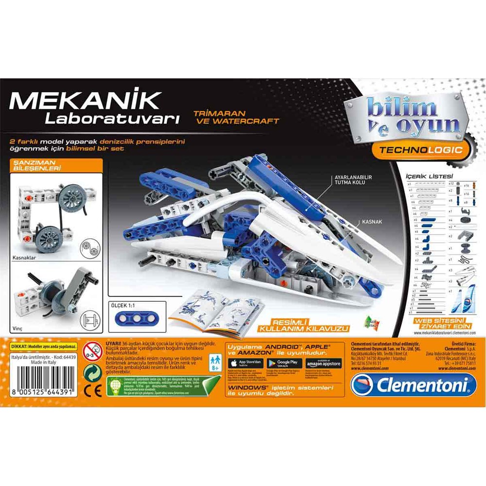 Eğitici Robotlar, Clementoni, Clementoni Bilim ve Oyun Setleri Mekanik Laboratuvarı Trimaran ve Watercraft