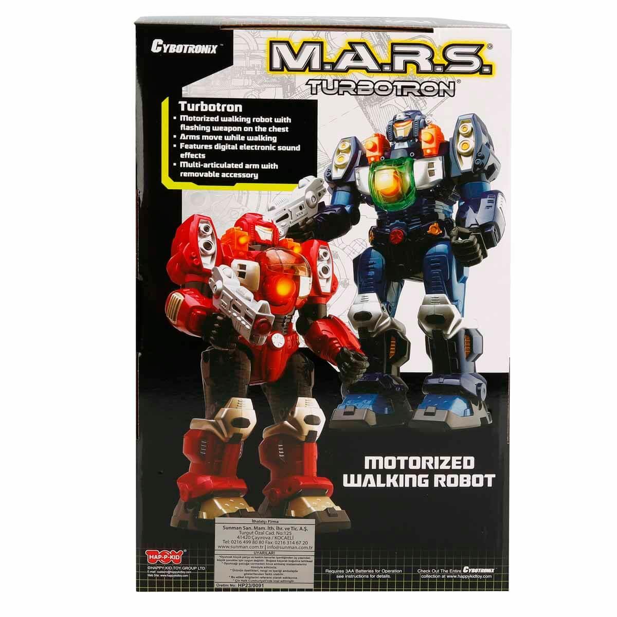 Eğitici Robotlar, Sunman, M.A.R.S. Sesli ve Işıklı Yürüyen Turbotron Robot 30 cm 06175 Mavi