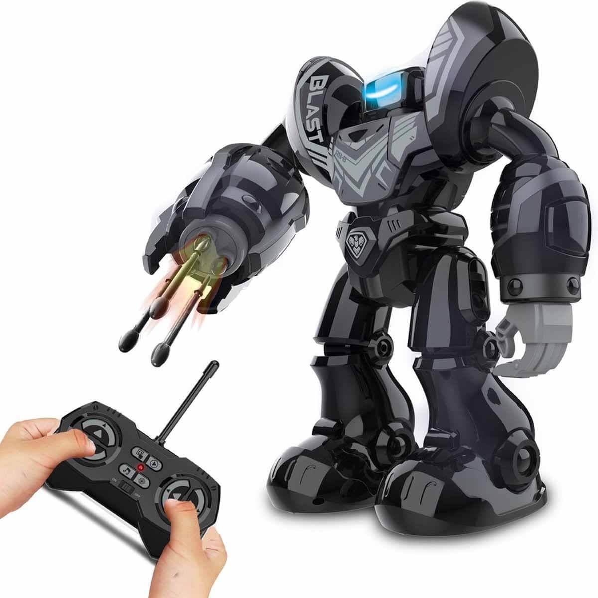 Eğitici Robotlar, SİLVERLİT, Robo Blast Sesli ve Işıklı Uzaktan Kumandalı Robot 80974 Siyah Robot
