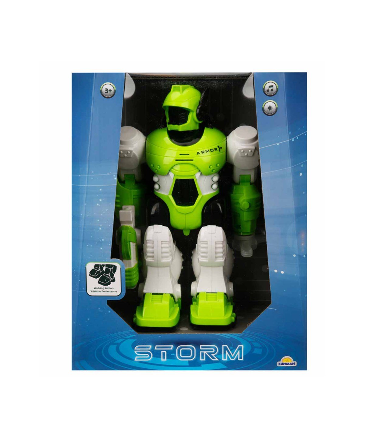 Eğitici Robotlar, Sunman, Storm Brave Sesli ve Işıklı Robot 25 cm 23891 Yeşil
