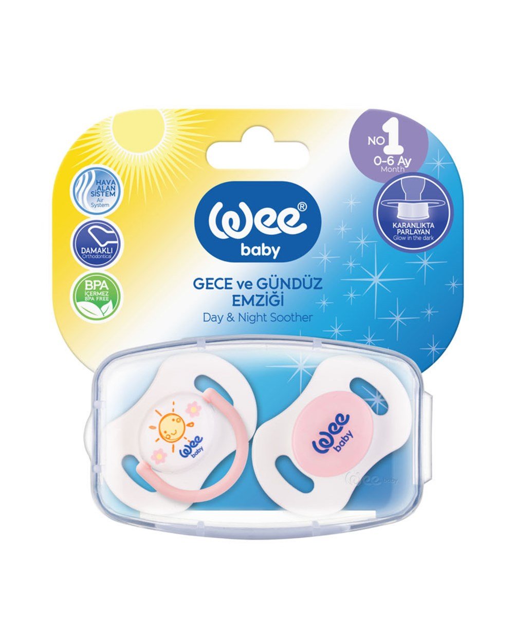 Emzik, WEE BABY, Wee Baby 2'li Gece Gündüz Emzik No:1 0-6Ay (Saklama Kabı Hediyeli) 152 Pembe