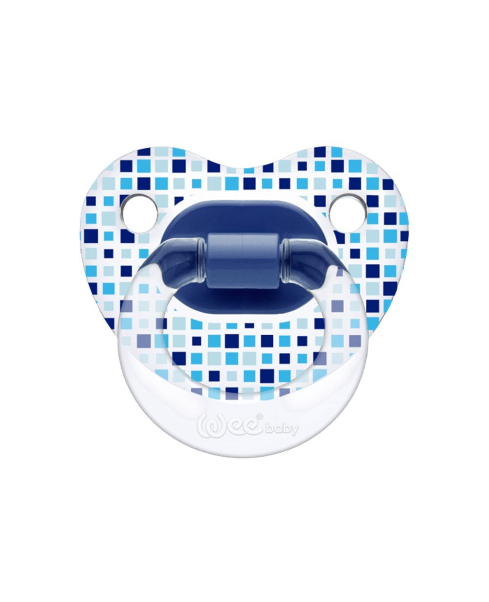 Emzik, WEE BABY, Wee Baby Şeffaf Desenli Damaklı Emzik No:2 6-18Ay 837 Mavi