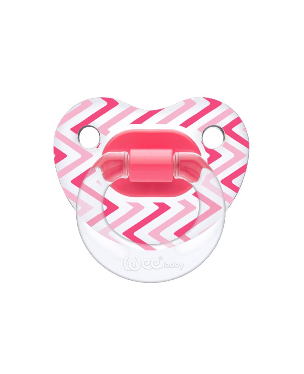 Emzik, WEE BABY, Wee Baby Şeffaf Desenli Damaklı Emzik No:2 6-18Ay 837 Pembe