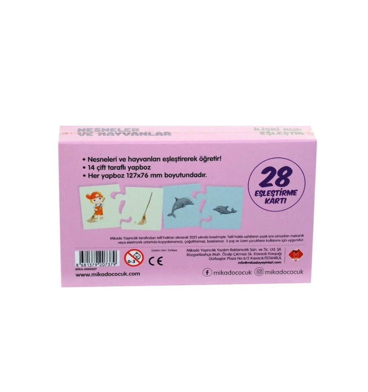 Eşleştirme Oyunları, Laço Kids, Nesneler ve Hayvanlar Eşleştirme Kartları 28 Kart