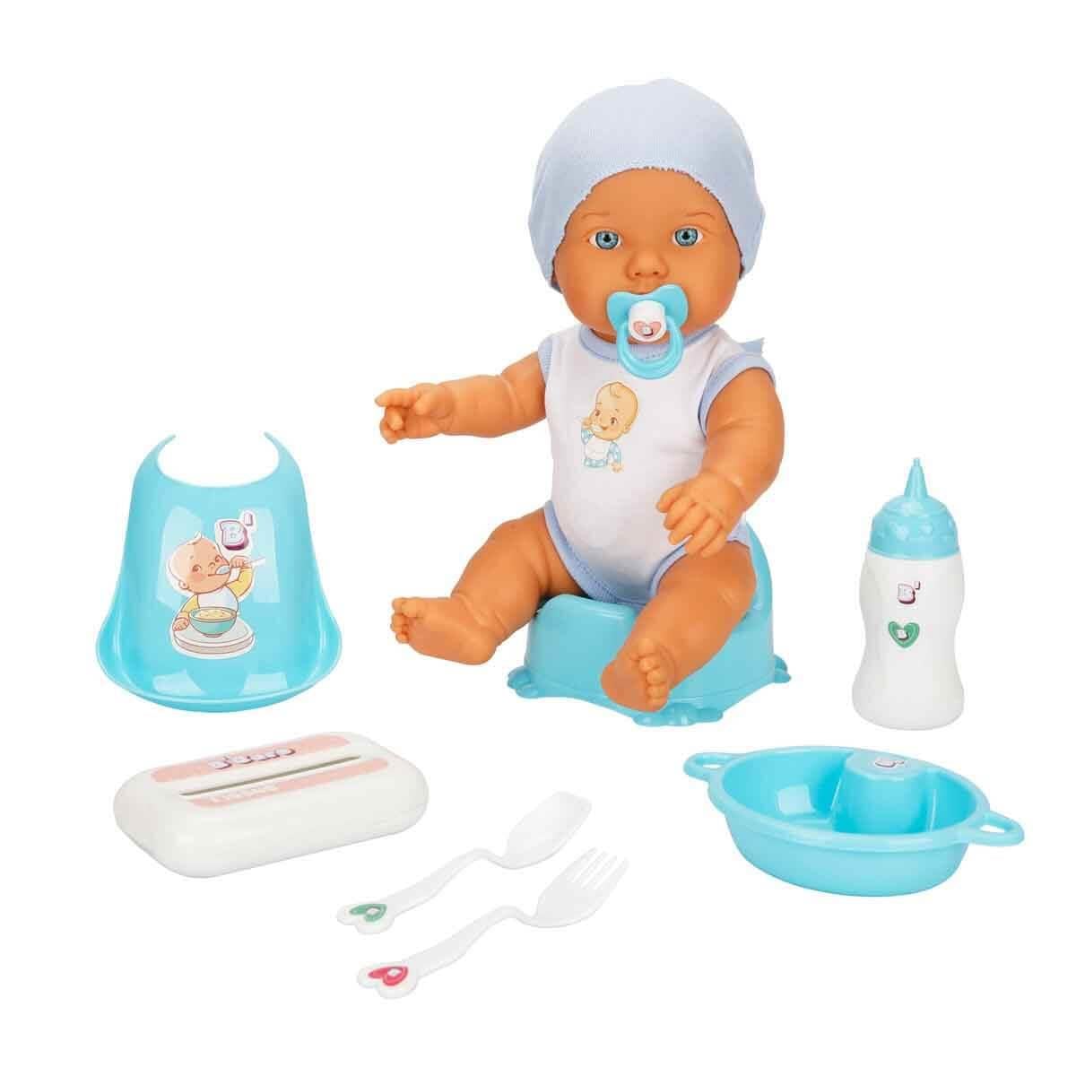 Et Bebekler, Sunman, Bebelou Bebek Seti Bakım Zamanı Sesli Gülen Ağlayan 32 cm 38239 Mavi
