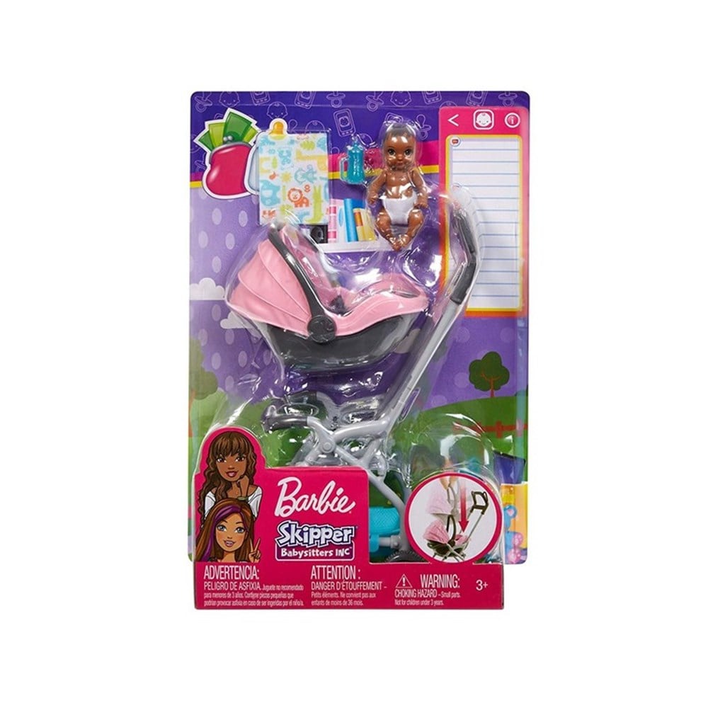 Evcilik Aksesuarları, Barbie, Barbie Bebek Bakıcılığı Oyun Seti FXG94 FXG95 Pembe Bebek Arabalı