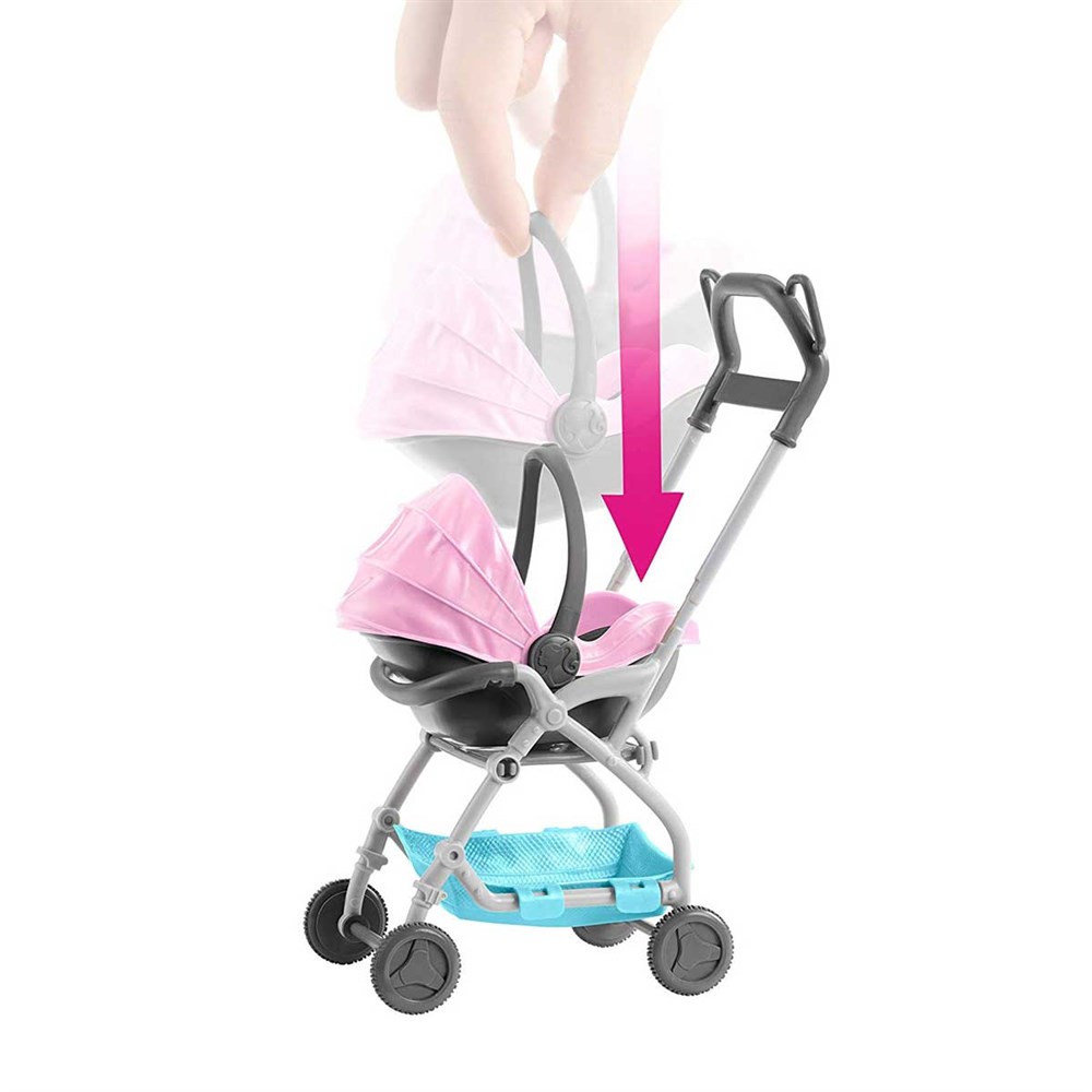 Evcilik Aksesuarları, Barbie, Barbie Bebek Bakıcılığı Oyun Seti FXG94 FXG95 Pembe Bebek Arabalı