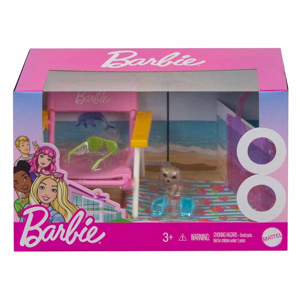 Evcilik Aksesuarları, Barbie, Barbie Ev Aksesuar Paketleri GRG56 GRG58 Plaj Günü