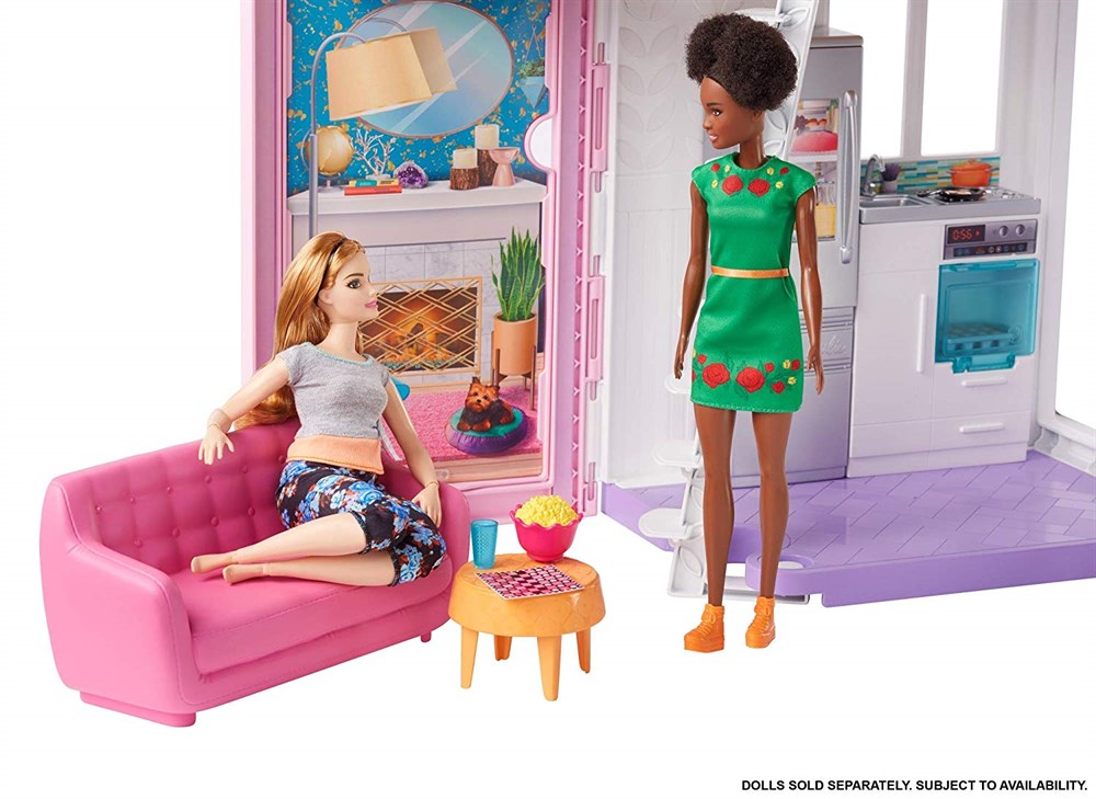 Evcilik Aksesuarları, Barbie, Barbie'nin Muhteşem Malibu Evi - Pembe Kutu - 6 Odalı FXG57