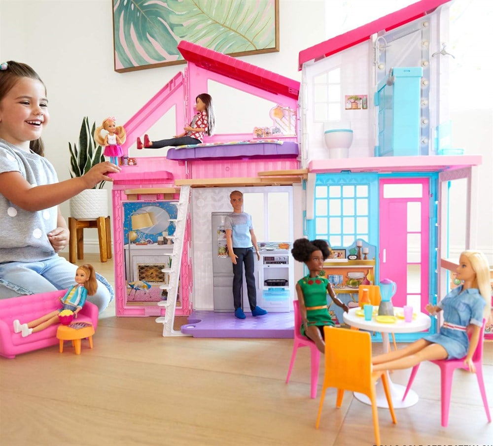 Evcilik Aksesuarları, Barbie, Barbie'nin Muhteşem Malibu Evi - Pembe Kutu - 6 Odalı FXG57