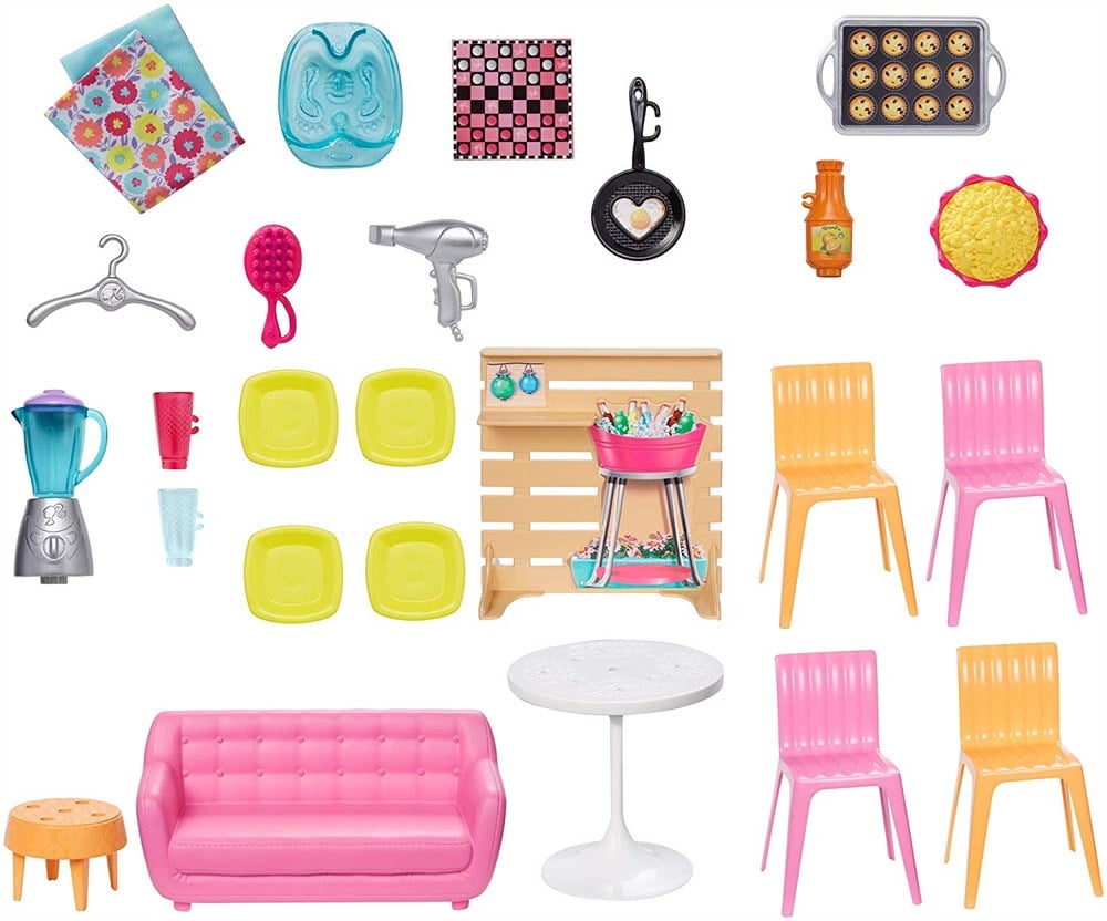 Evcilik Aksesuarları, Barbie, Barbie'nin Muhteşem Malibu Evi - Pembe Kutu - 6 Odalı FXG57