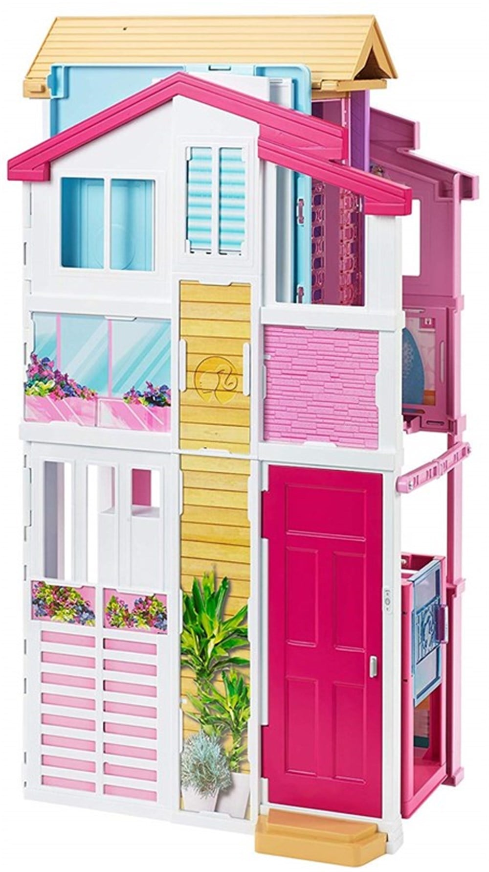 Evcilik Aksesuarları, Barbie, Barbie'nin Muhteşem Malibu Evi DLY32 Sarı Kutu 5 Odalı