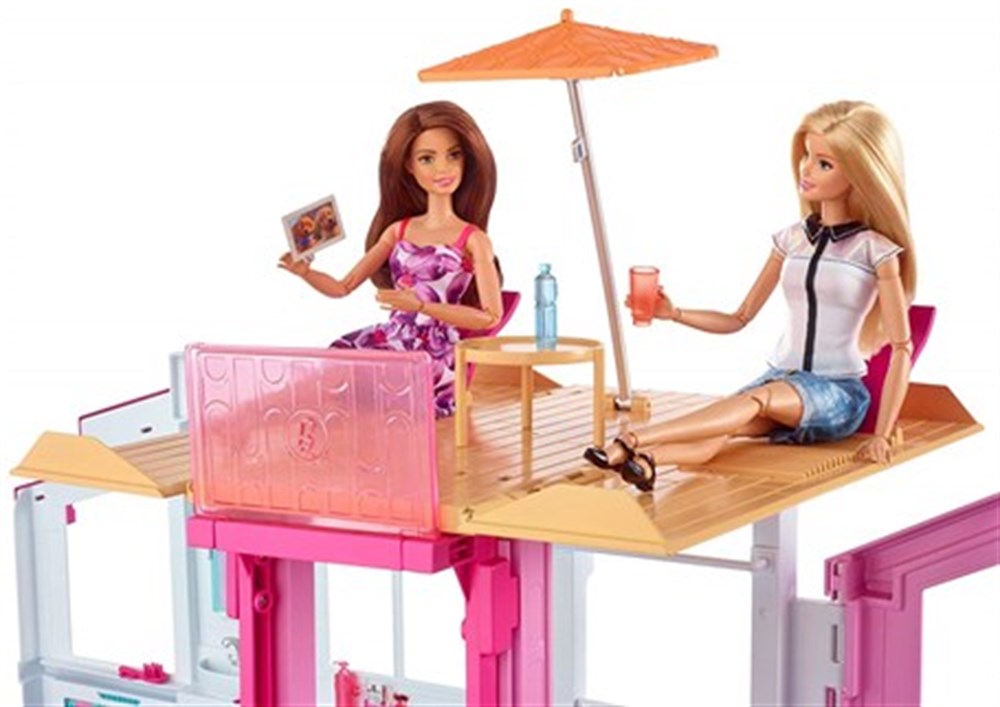 Evcilik Aksesuarları, Barbie, Barbie'nin Muhteşem Malibu Evi DLY32 Sarı Kutu 5 Odalı