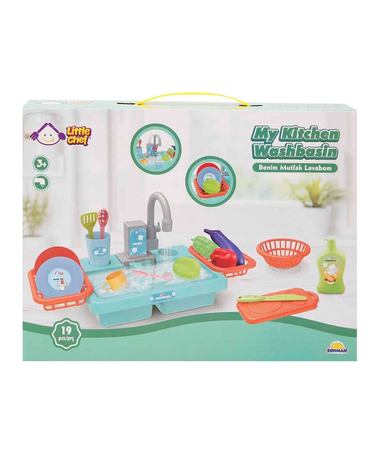 Evcilik Aksesuarları, Sunman, Little Chef Benim Mutfak Lavabom Oyun Seti Mavi & Pembe