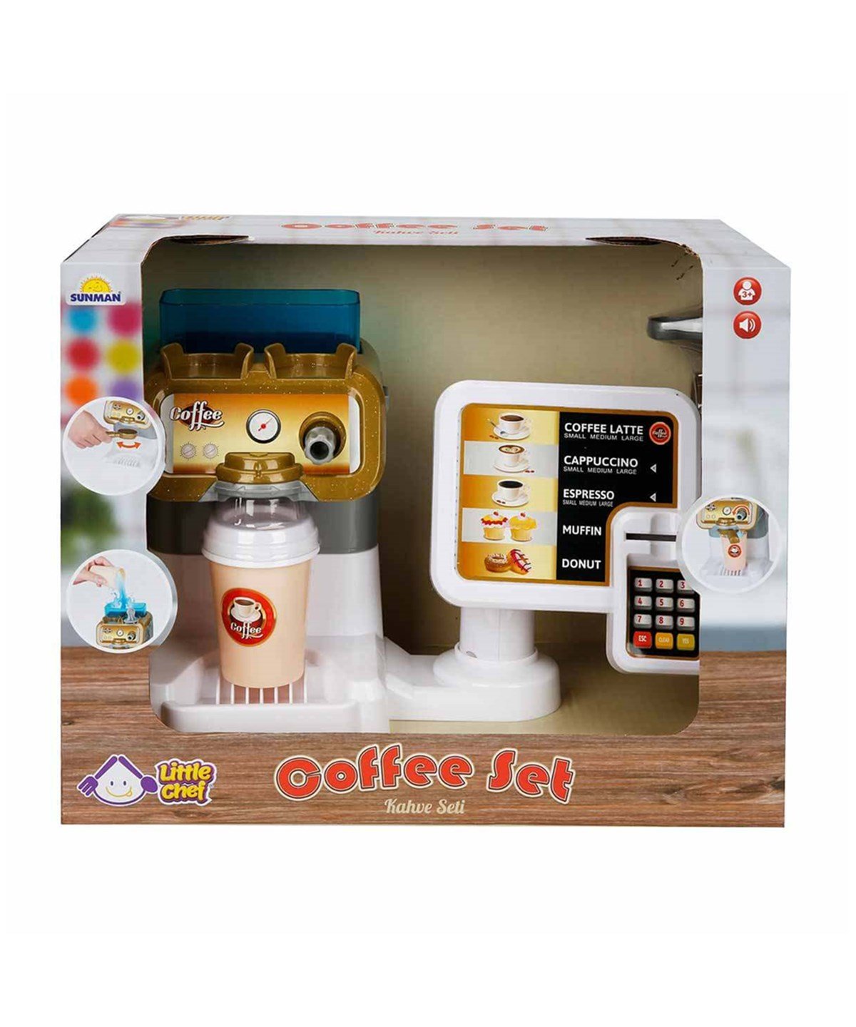Evcilik Aksesuarları, Sunman, Little Chef Sesli Kahve Makinesi ve Kasa Seti