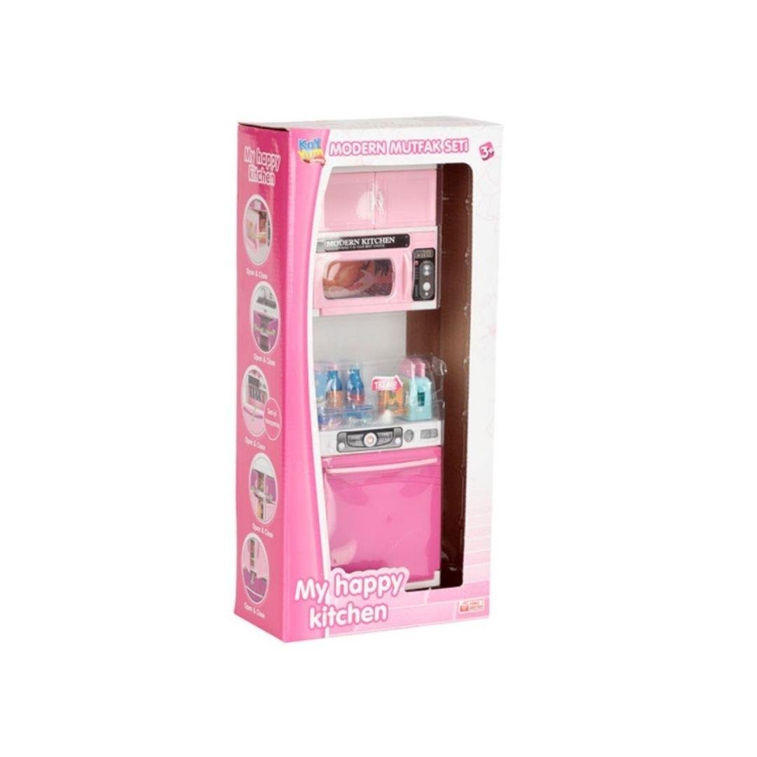 Evcilik Aksesuarları, KAYYUM OYUNCAK, Pembe MODERN MUTFAK SETİ TEKLİ 3834