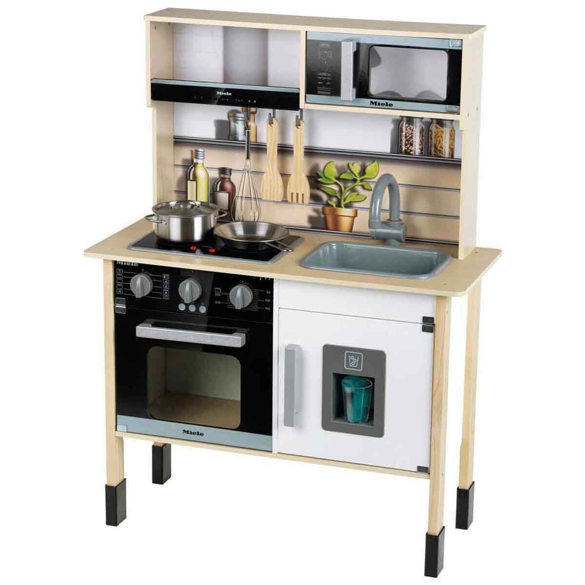 Evcilik Aksesuarları, Sunman, Sesli ve Işıklı Miele Aksesuarlı Ahşap Mutfak Seti