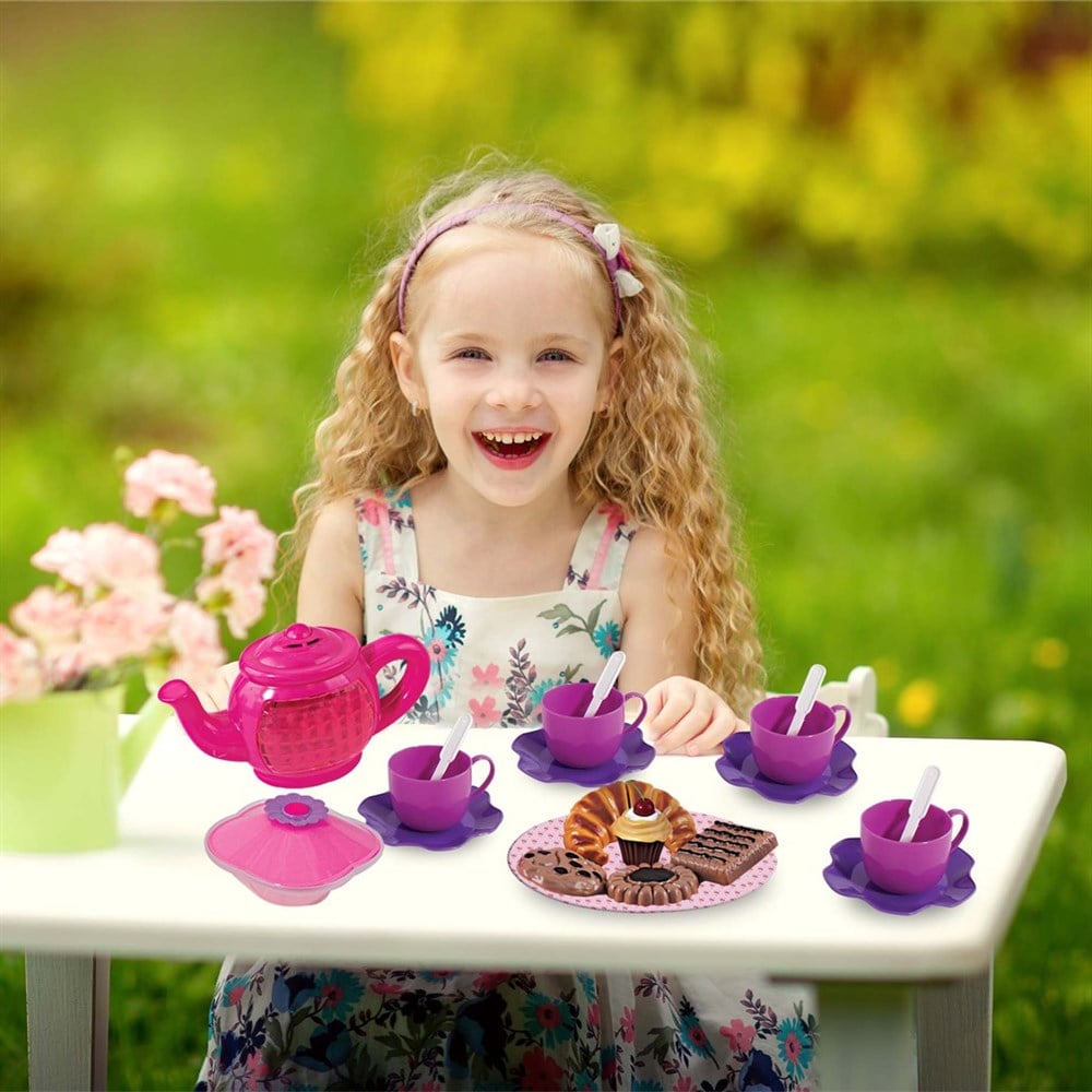 Evcilik Aksesuarları, Furkan Toys, Tatlı Çay Seti 24 Parça Pilli FR56518