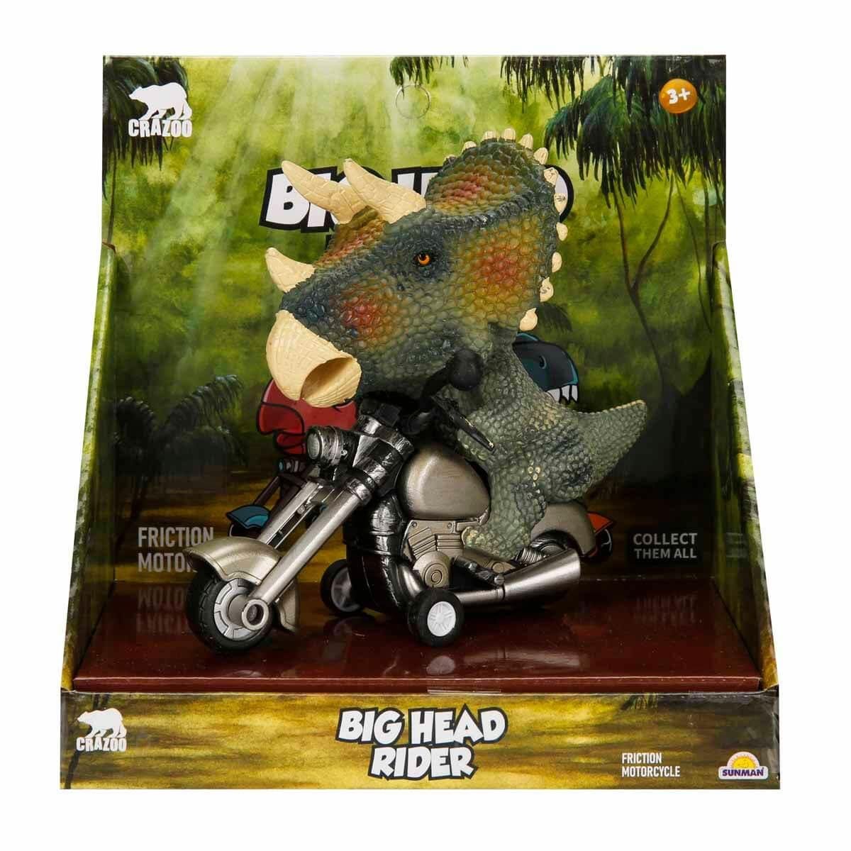 Fonksiyonel Hayvanlar, Sunman, Crazoo Koca Kafa Motosiklet Süren Hayvanlar 39342 Dinazor Yeşil