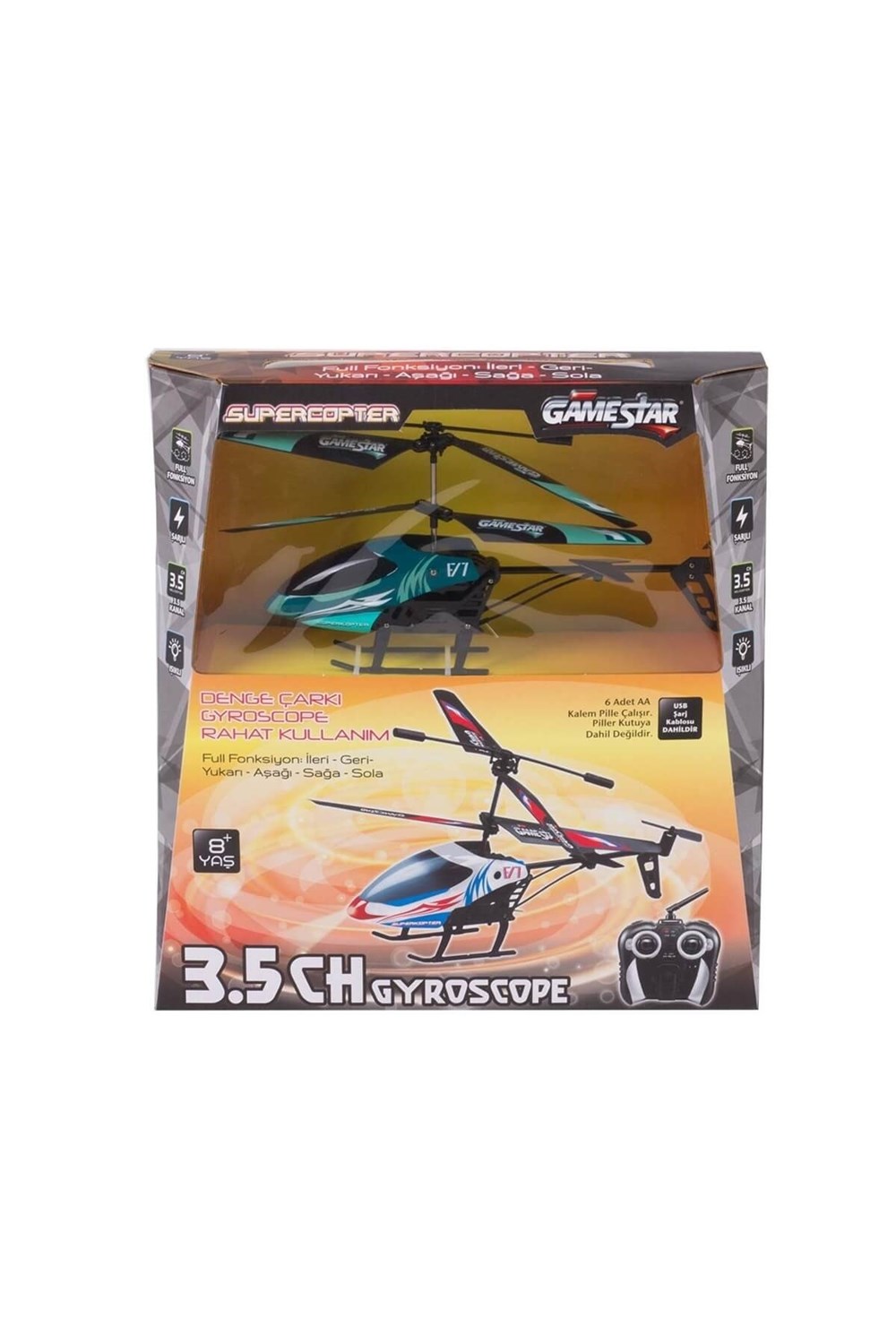 Helikopter ve Drone, Furkan Toys, Gamestar Uzaktan Kumandalı Yeşil Helikopter 3,5 Kanal Full Fonksiyon Gyroscope Helikopter