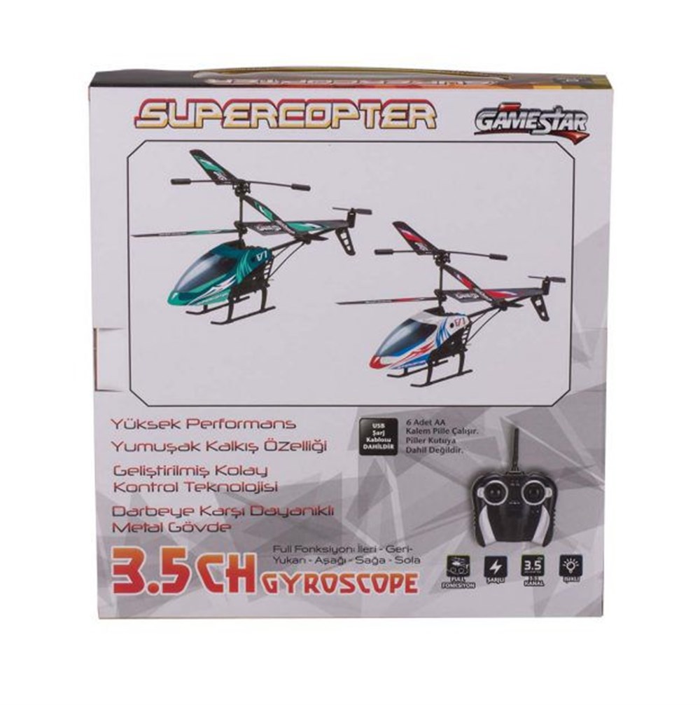 Helikopter ve Drone, Furkan Toys, Gamestar Uzaktan Kumandalı Yeşil Helikopter 3,5 Kanal Full Fonksiyon Gyroscope Helikopter