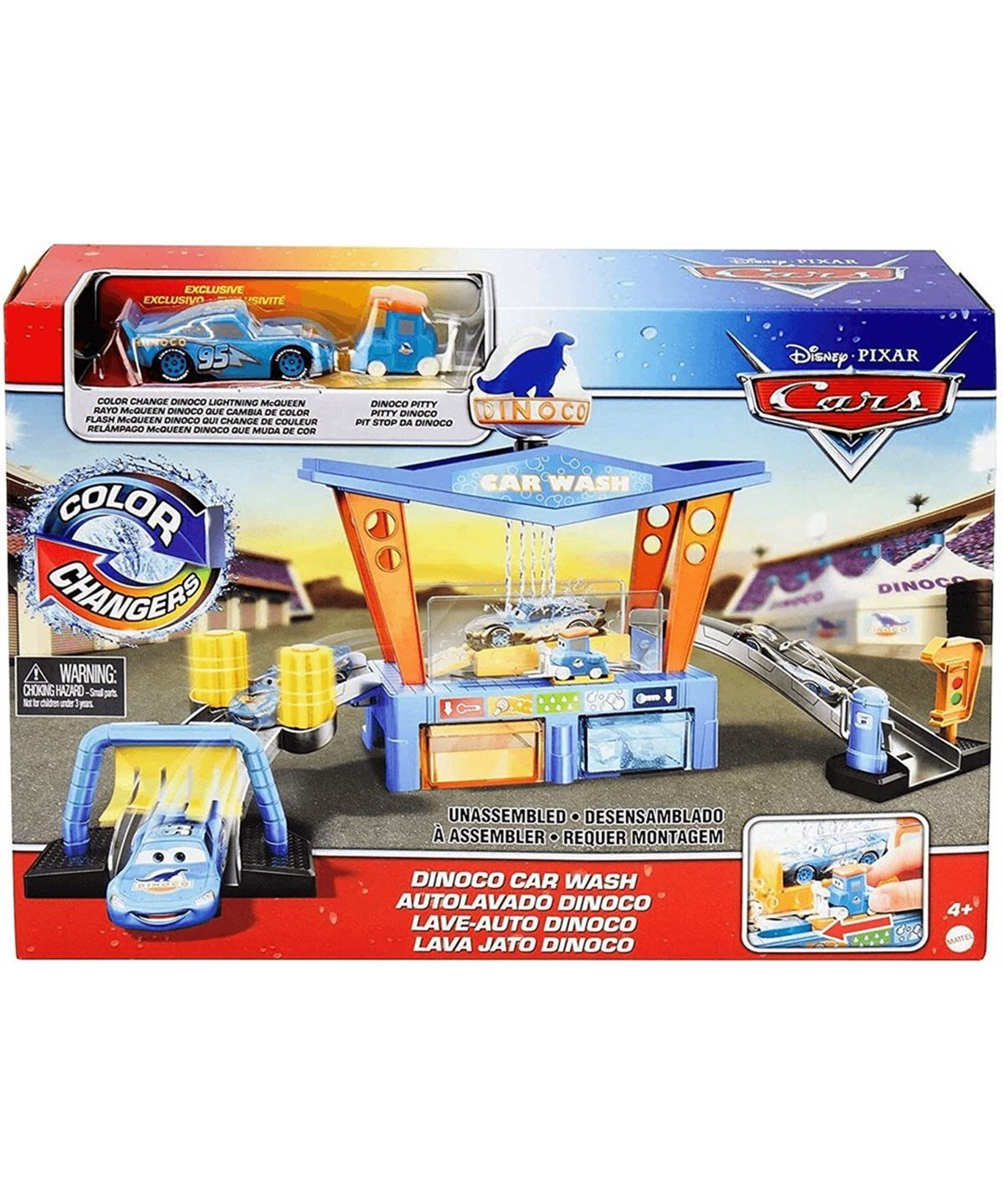 Hot Wheels Oyun Setleri, ŞİMŞEK MCQUEEN, Cars Renk Değiştiren Dinoco Araba Yıkama Oyun Seti GTK91