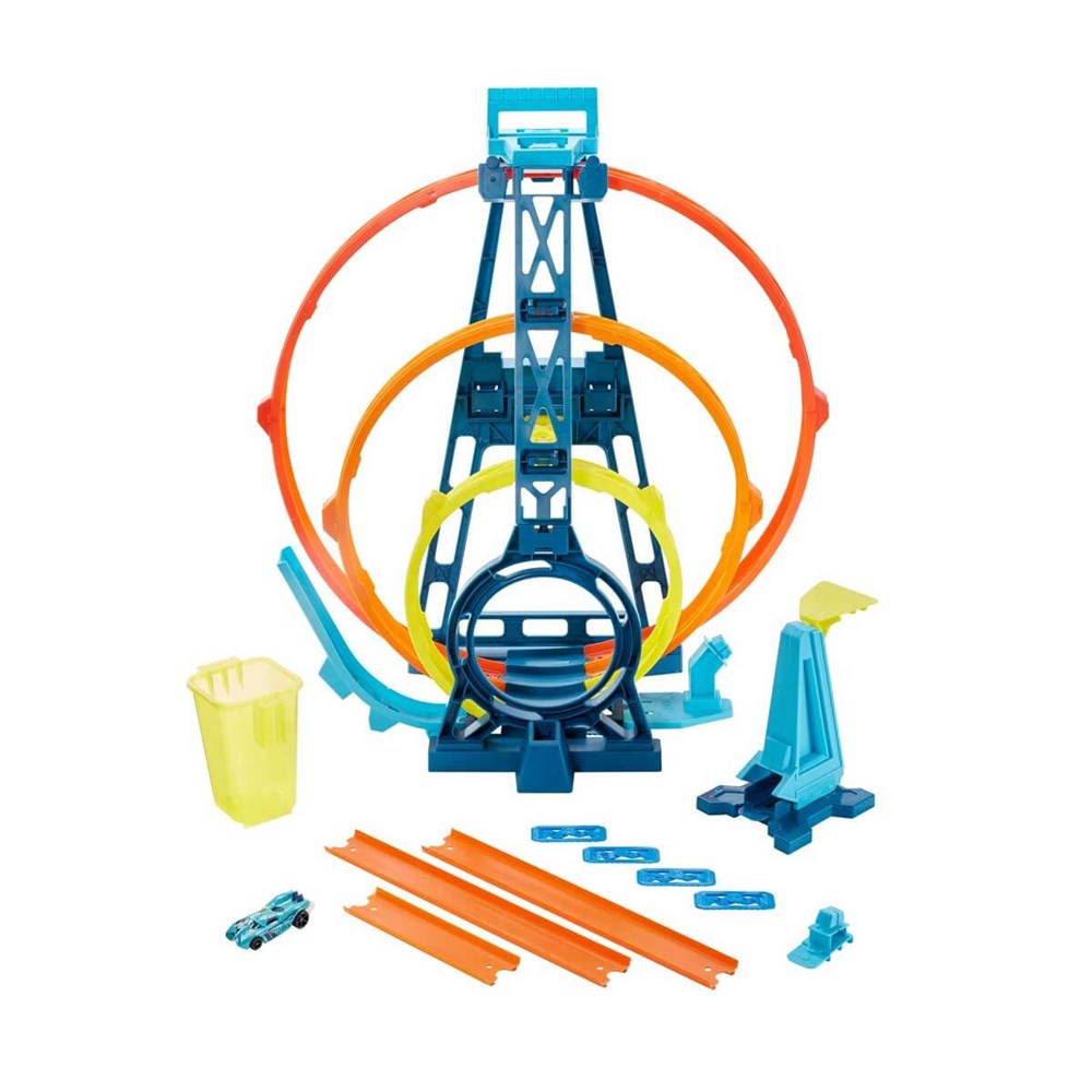 Hot Wheels Oyun Setleri, Hot Wheels, Hot Wheels Track Builder Üçlü Çember Aksiyonu Seti GLC96
