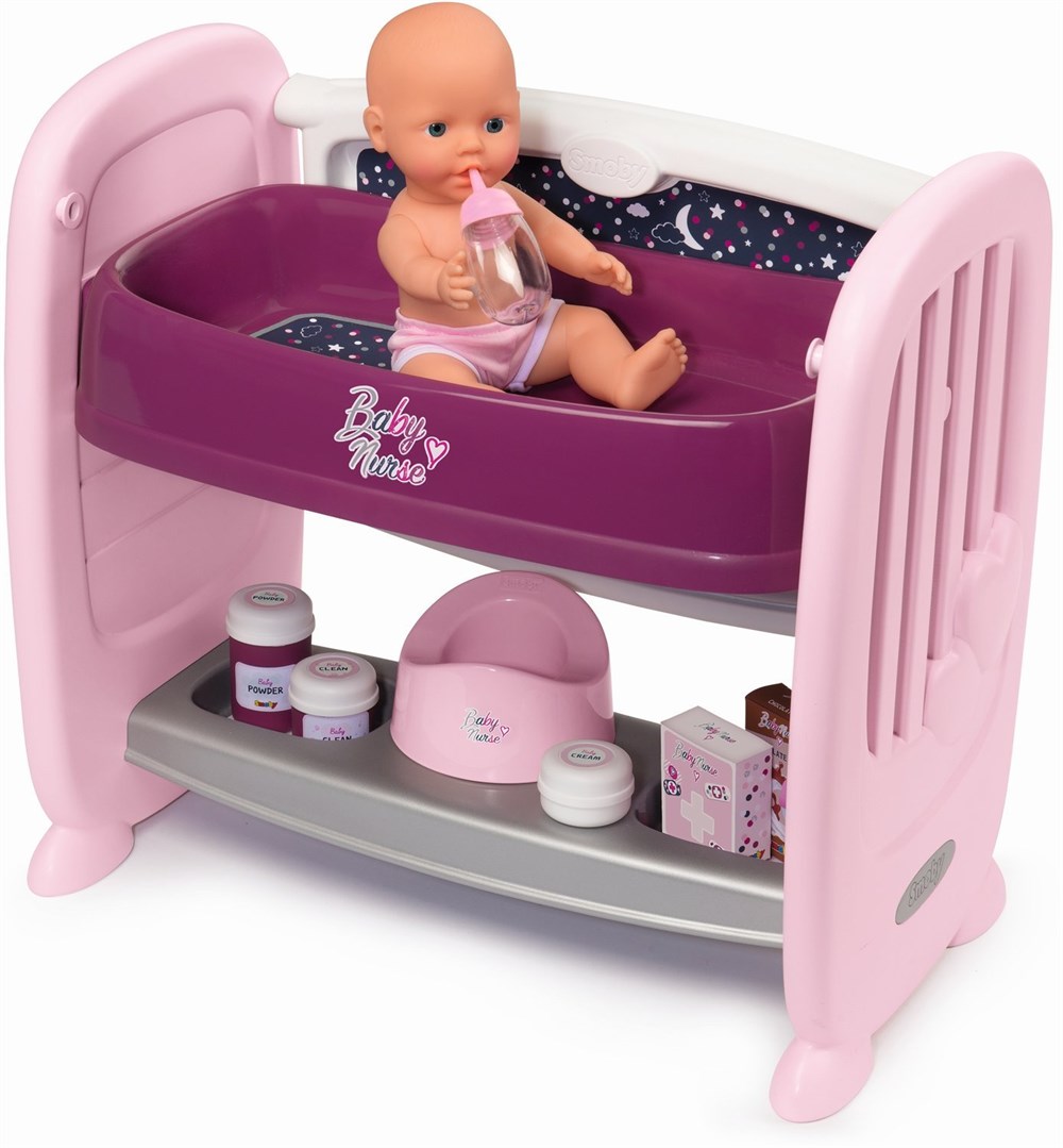 Kız Oyuncakları, SMOBY, Smoby Baby Nurse 2'si1 Arada Beşikli Bakım Seti 220353
