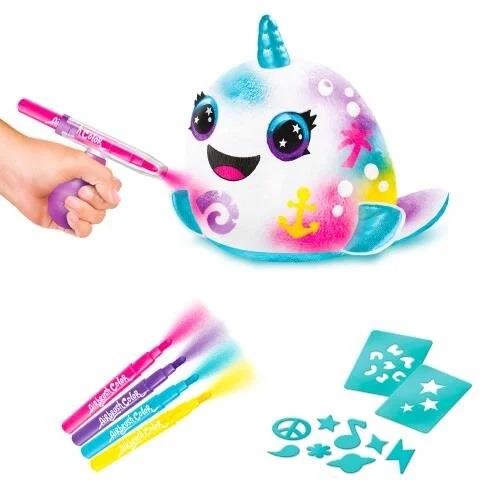 Kolleksiyon Karakterleri, Harika Kanatlar, Airbrush Plush Sürpriz Squishy Paint Bucket 87794 Narwhal