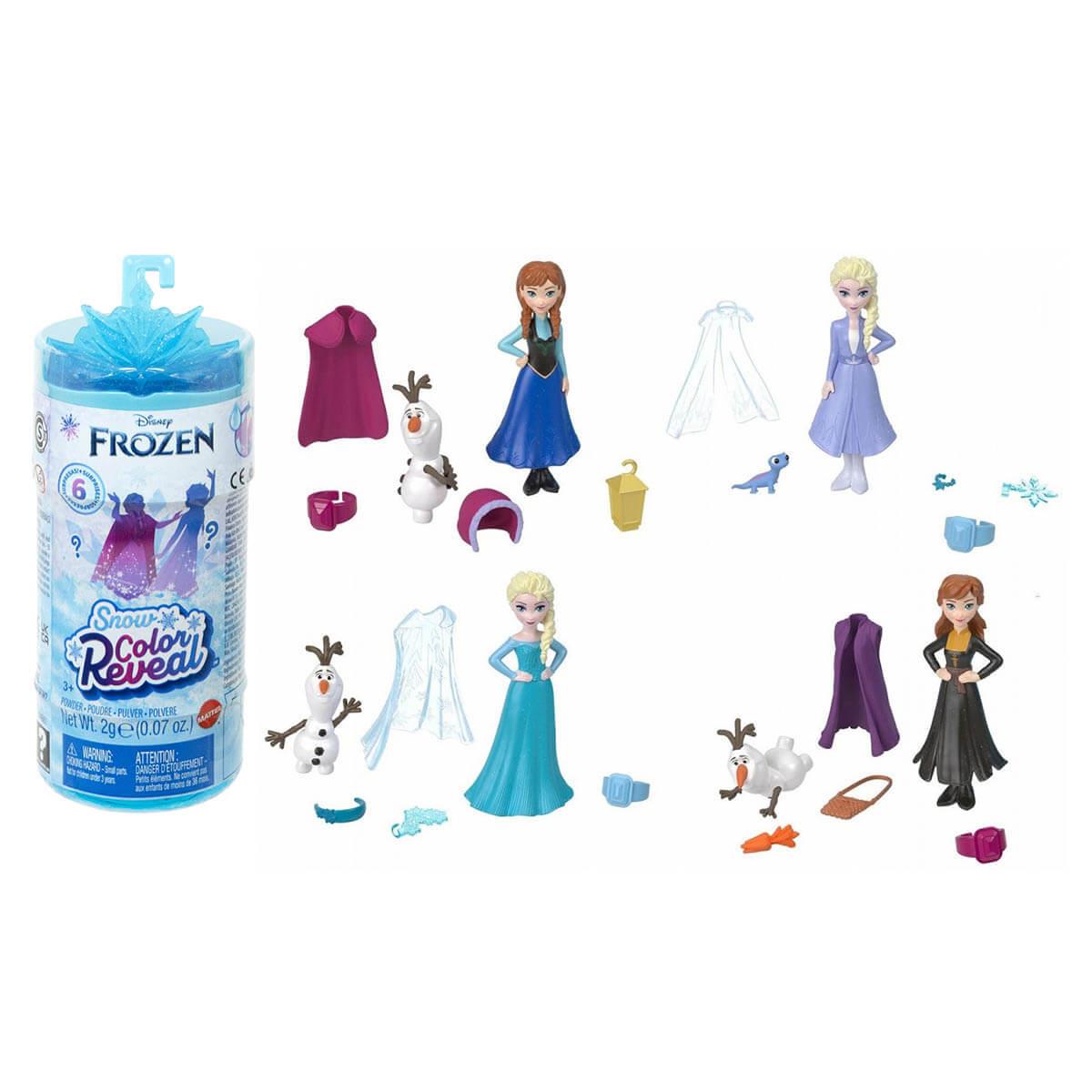 Kolleksiyon Karakterleri, FROZEN, Disney Frozen Karlar Ükesi Color Reveal Renk Değiştiren Prenses Bebekler Sürpriz Paket HMB83
