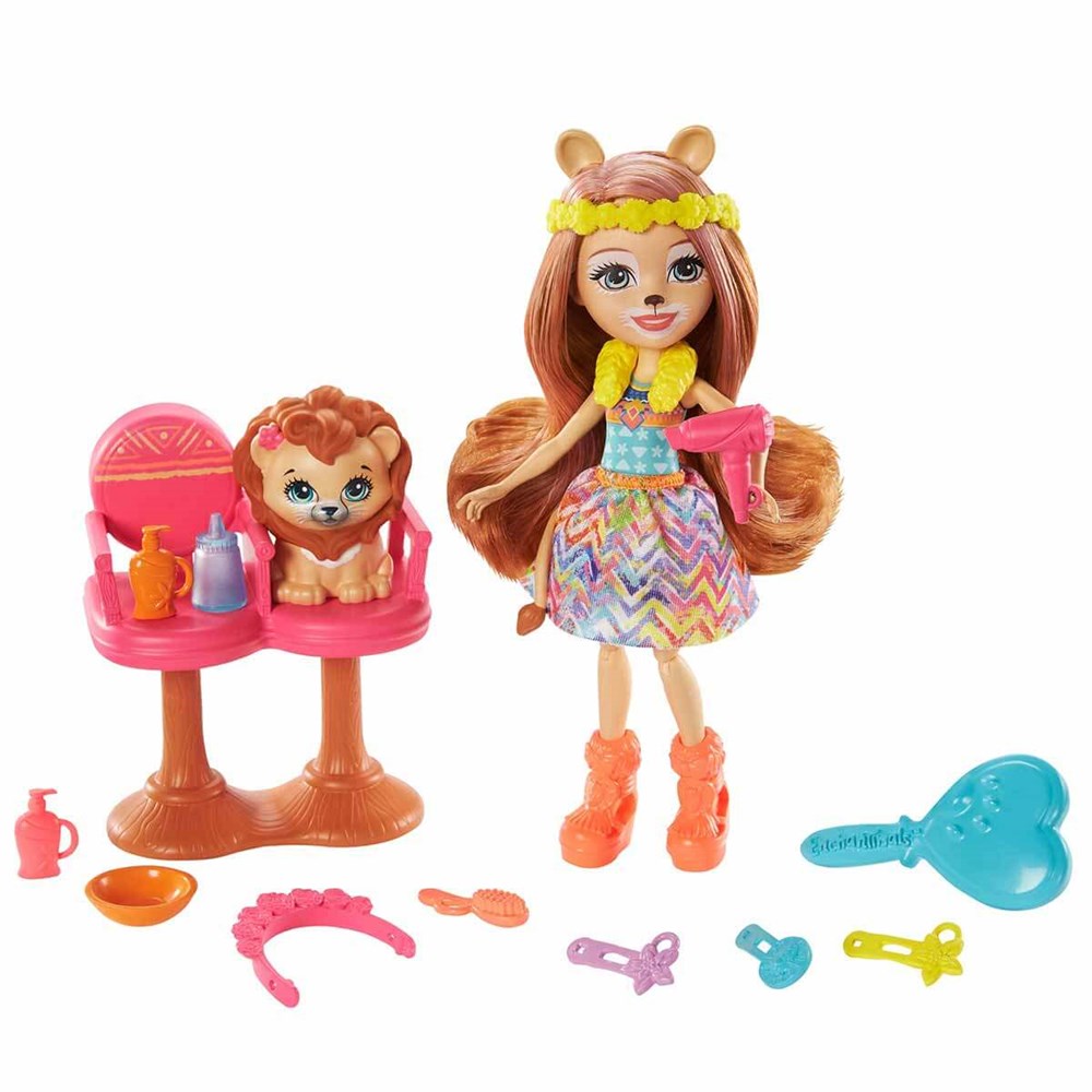 Kolleksiyon Karakterleri, Enchantimals, Enchantimals Eğlenceli Oyun Setleri Serisi GJX35 GTM29 Kuaför Salonu